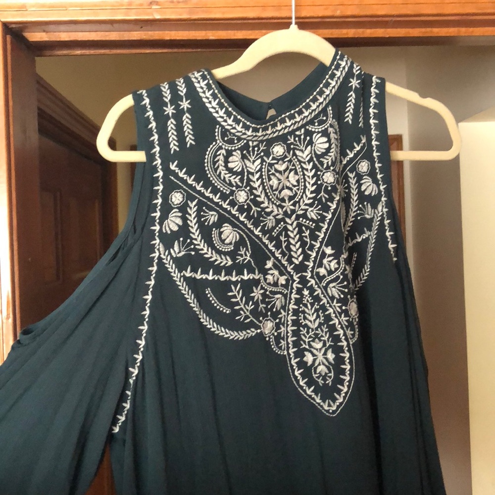 Cold Shoulder Embroidered Top